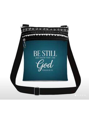 Be Still Crossbody Bag With Adjustable Strap Canvas Fabric Multiple Compartments